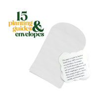 Close-up of Seed Bloom Gifts glassine envelope with planting guides for plantable seed cards