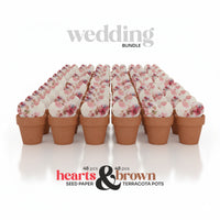 Wedding Favors Bundle – 48 Heart Seed Papers & 48 Mini Terracotta Pots