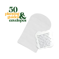 Plantable seed paper gift set from Seed Bloom Gifts with glassine envelope and planting guide