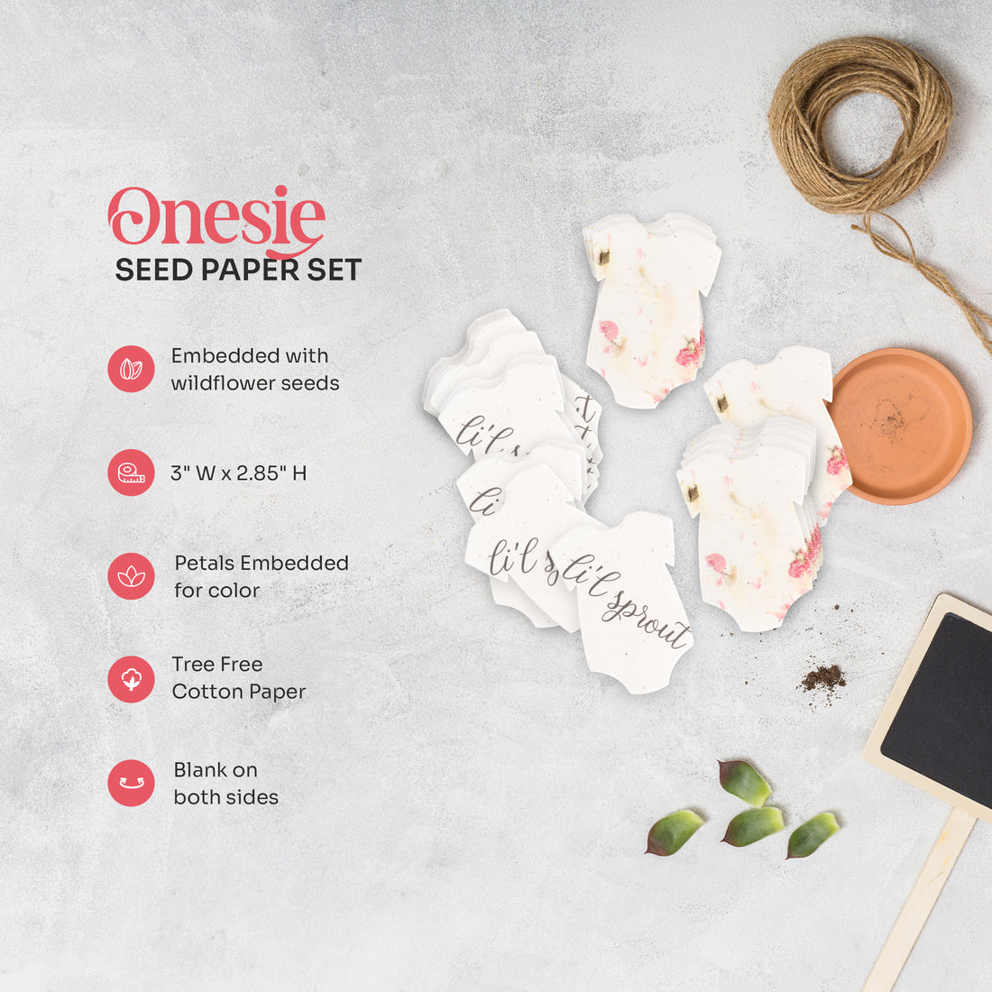 Onesie Plantable Seed Paper – Set of 24 - Seed Bloom Gifts