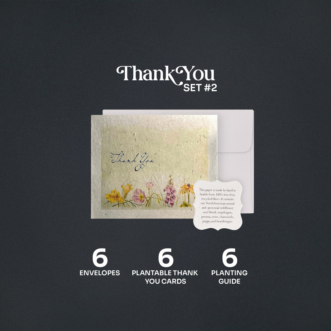 Sustainable Thank You card set – 6 plantable notes from Seed Bloom Gifts.