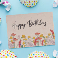 Colorful birthday card featuring vibrant flowers, celebrating a joyful birthday occasion
