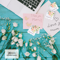 Square Floral Thank You Tags Plantable Seed Paper – Set of 20 - Seed Bloom Gifts