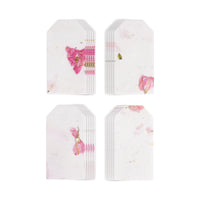 A product shot displays four stacks of white, textured Pink Blank Tags Plantable Seed Paper by Seed Bloom Gifts on a white background