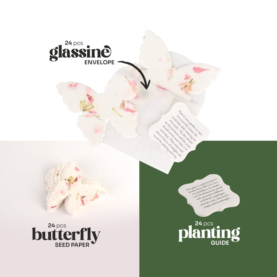 Pink Butterfly Plantable Seed Paper – Set of 24 - Seed Bloom Gifts