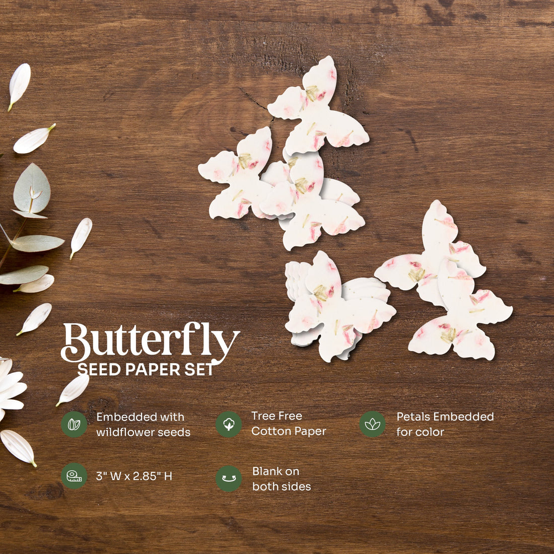 Pink Butterfly Plantable Seed Paper – Set of 24 - Seed Bloom Gifts
