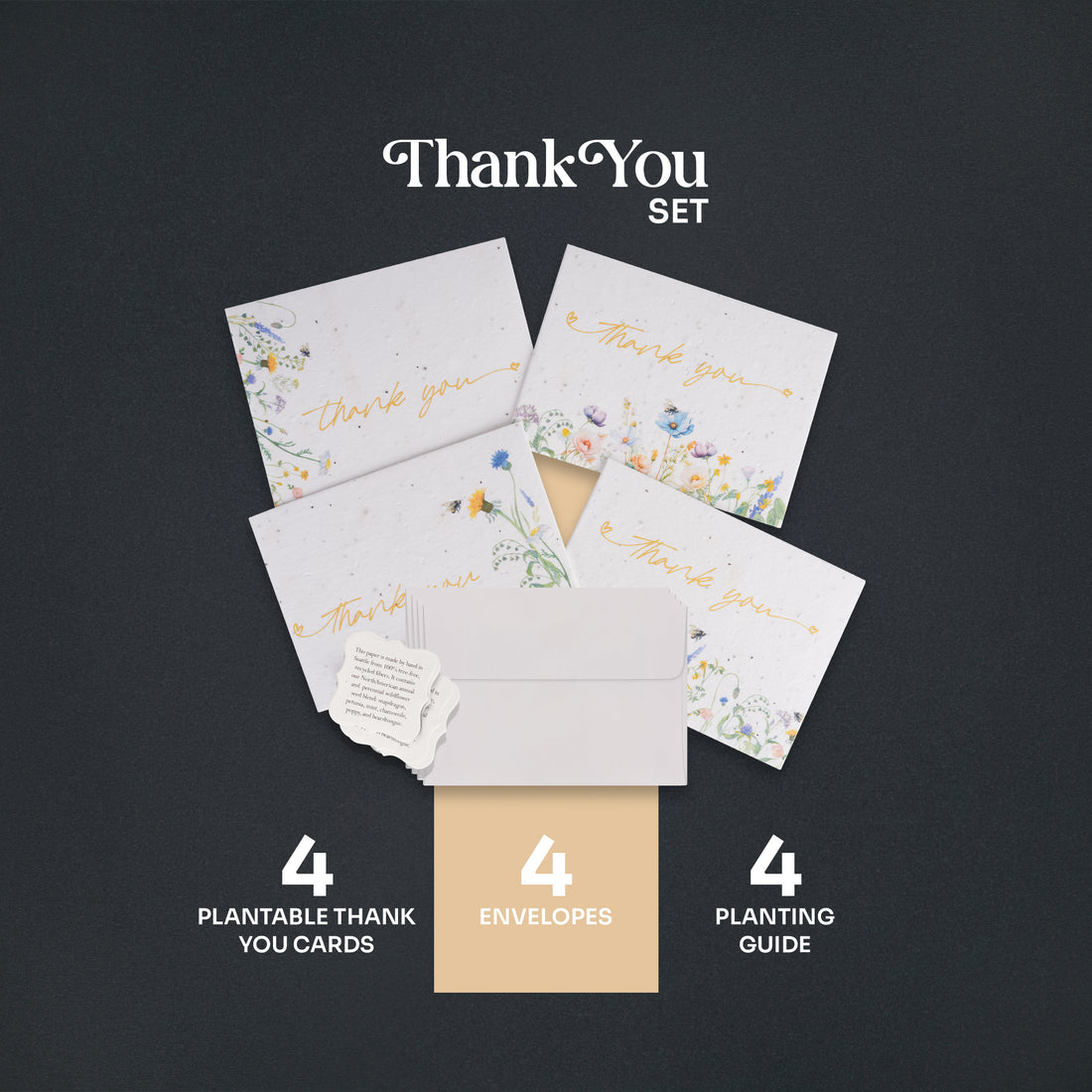 Thank You Set Plantable Seed Paper– Set of 4 - Seed Bloom Gifts