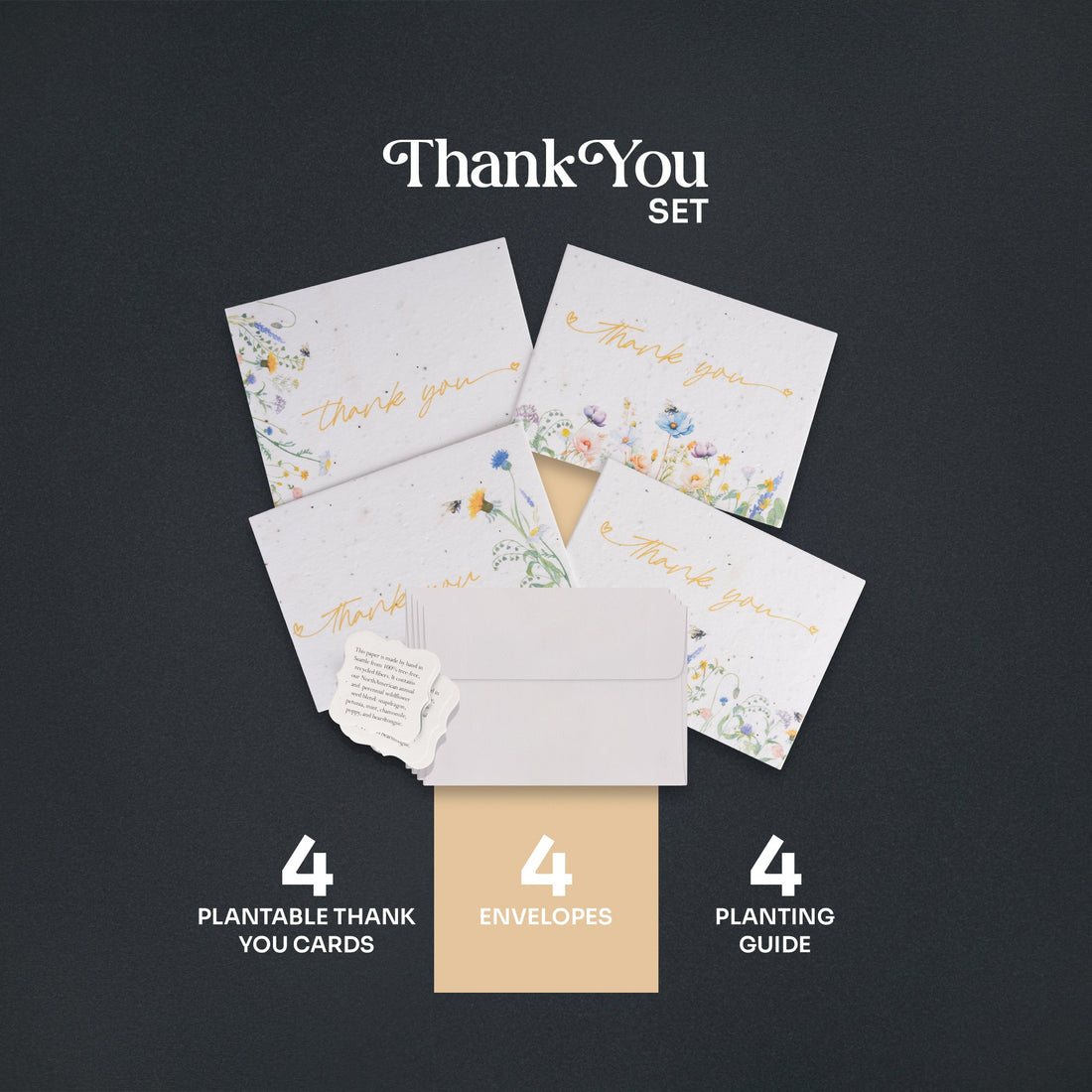 Thank You Set Plantable Seed Paper– Set of 4 - Seed Bloom Gifts