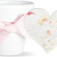 Pink Hearts & White Pots with Bow Plantable Seed Paper β Set of 6 - Seed Bloom Gifts