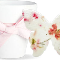 Pink Butterflies & White Pots with Bow Plantable Seed Paper – Set of 6 - Seed Bloom Gifts