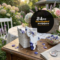 Set of 24 eco-friendly napkins made from plantable seed paper, adorned with a charming hummingbird