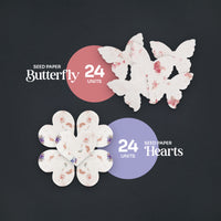 Mixed Heart & Pink Butterfly Plantable Seed Paper – Set of 48 - Seed Bloom Gifts