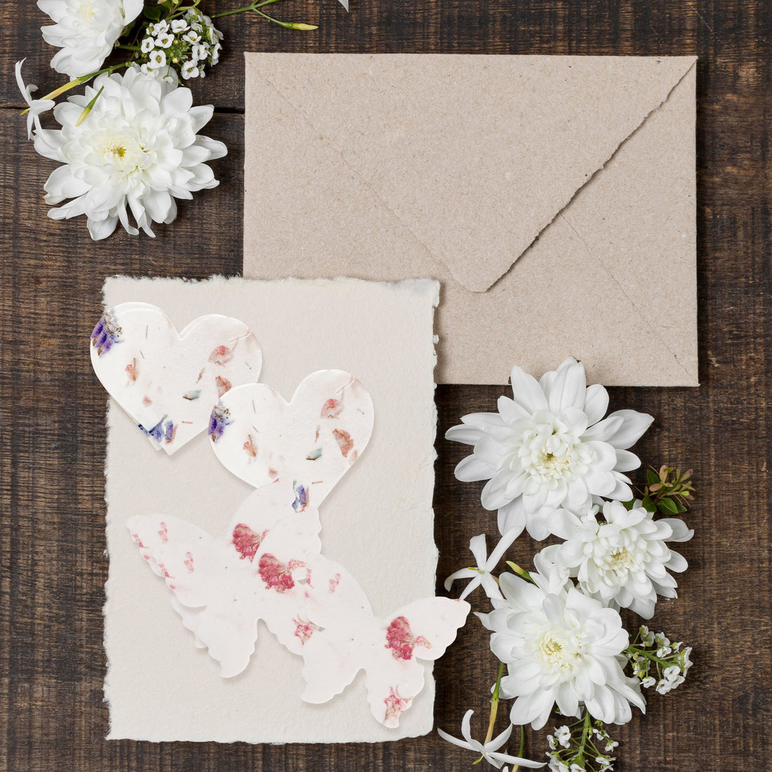 Mixed Heart & Pink Butterfly Plantable Seed Paper – Set of 48 - Seed Bloom Gifts