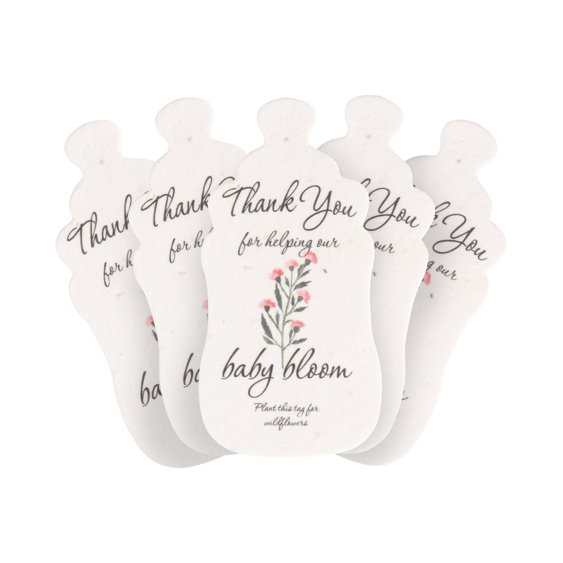 Baby Bottles Plantable Seed Paper– Set of 5 (Pink) - Seed Bloom Gifts