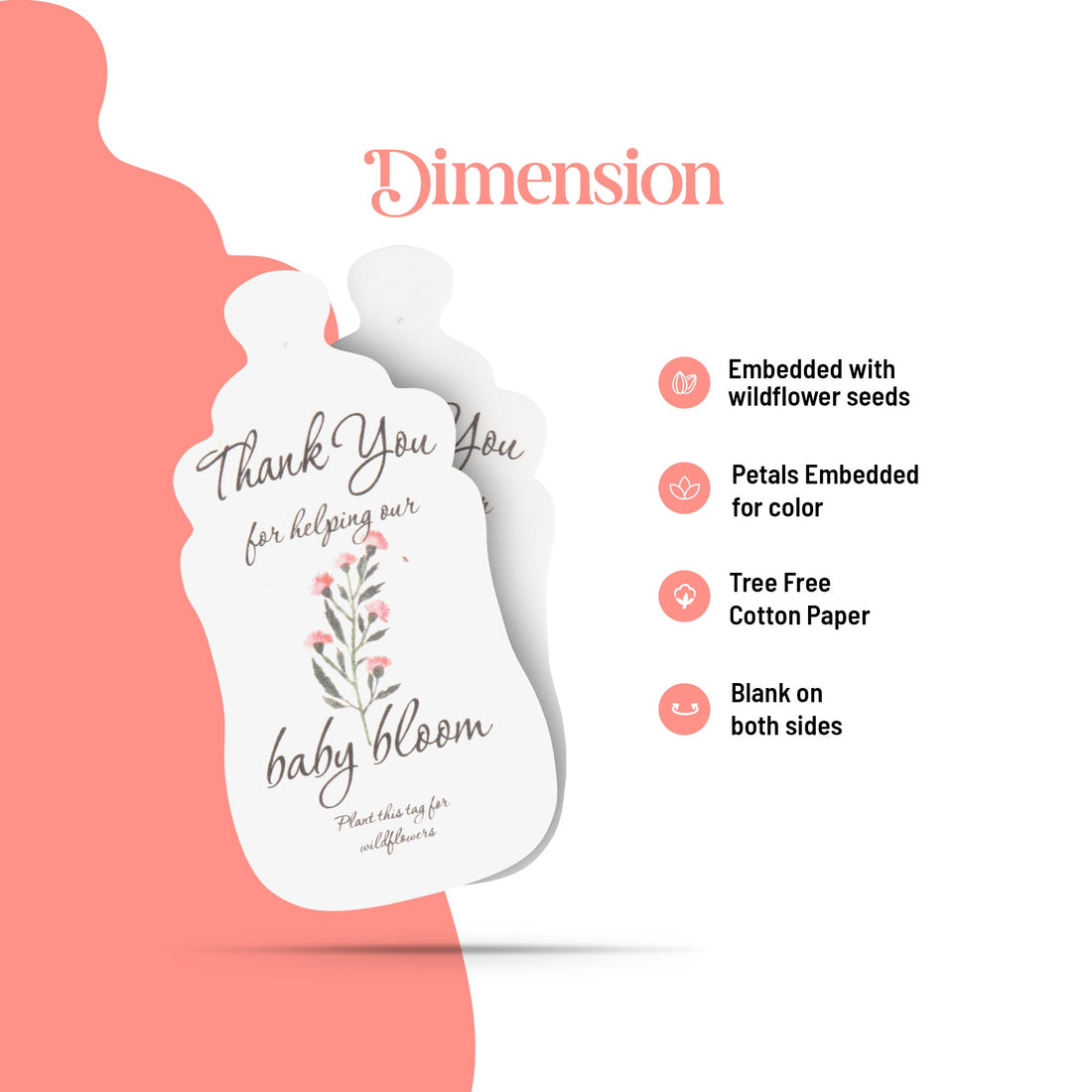 Baby Bottles Plantable Seed Paper– Set of 5 (Pink) - Seed Bloom Gifts