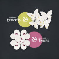 Magenta Heart & Yellow Butterfly Plantable Seed Paper – Set of 48 - Seed Bloom Gifts