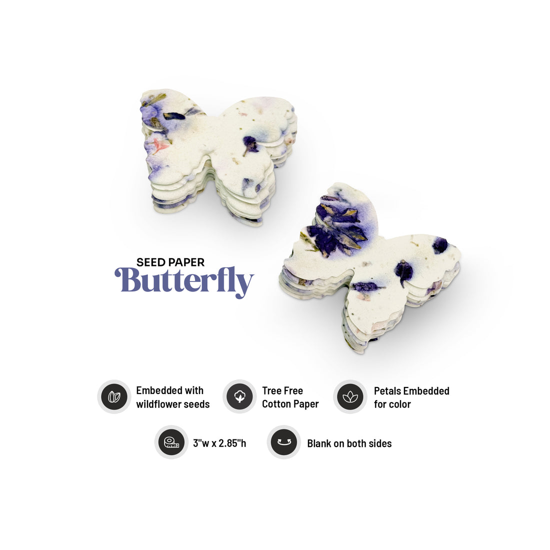 Large Purple Butterfly Plantable Seed Paper – Set of 50 - Seed Bloom Gifts