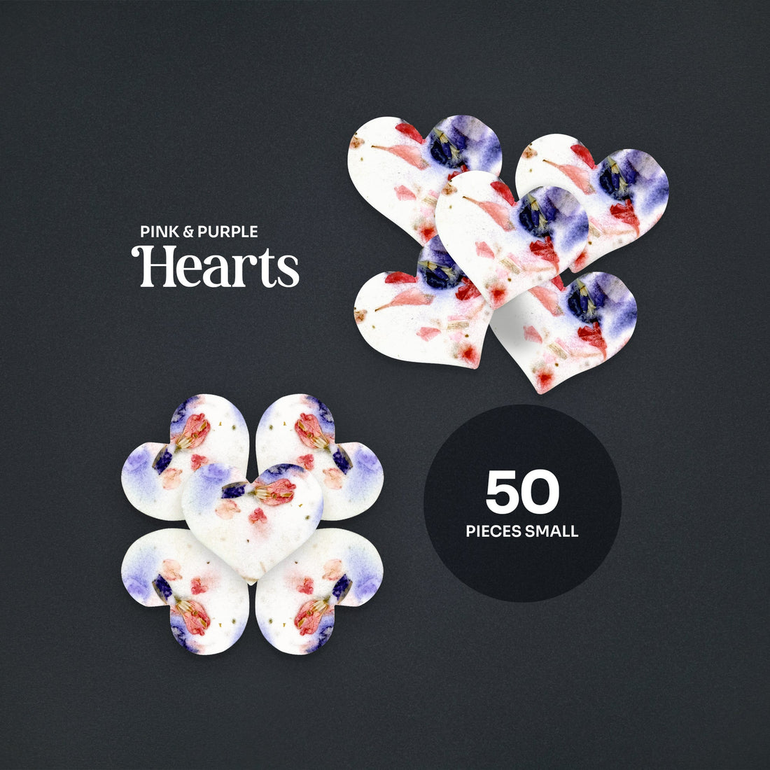 Small Pink & Purple Heart Plantable Seed Paper – Set of 50 - Seed Bloom Gifts