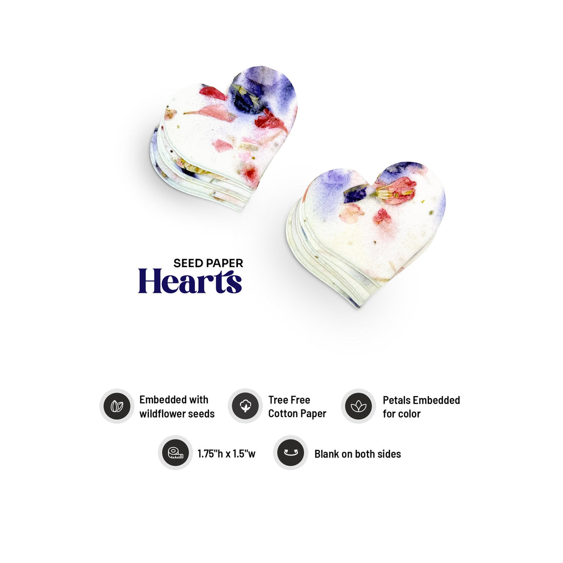 Small Pink & Purple Heart Plantable Seed Paper – Set of 50 - Seed Bloom Gifts