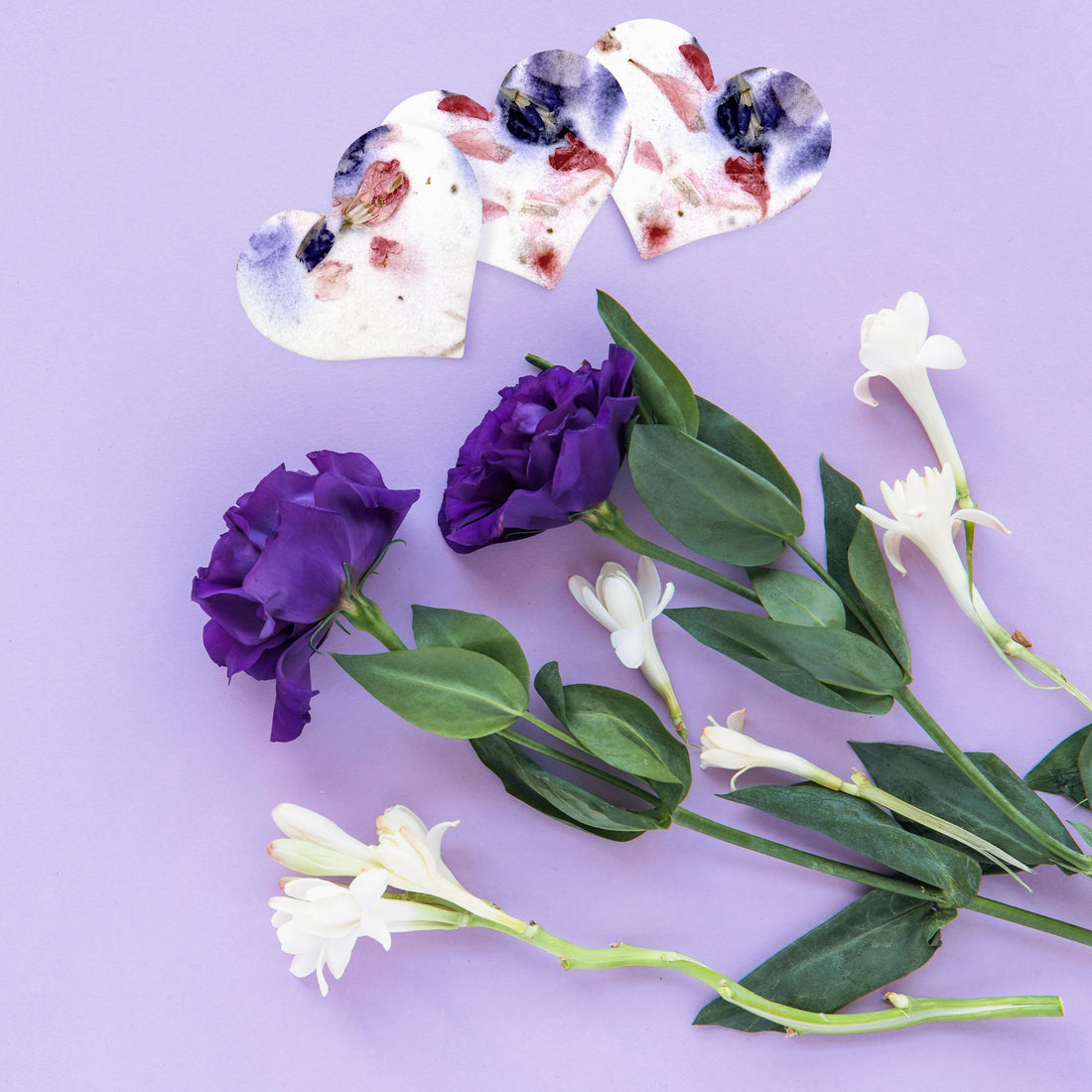 Small Pink & Purple Heart Plantable Seed Paper – Set of 50 - Seed Bloom Gifts