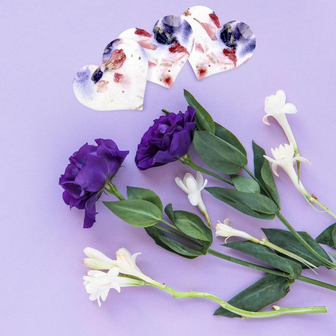 Small Pink & Purple Heart Plantable Seed Paper – Set of 50 - Seed Bloom Gifts