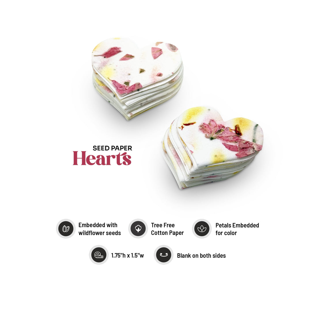 Small Pink & Yellow Heart Plantable Seed Paper – Set of 50 - Seed Bloom Gifts
