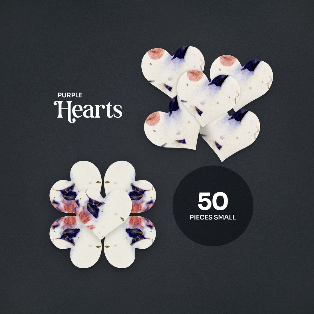 Small Purple Heart Plantable Seed Paper – Set of 50 - Seed Bloom Gifts
