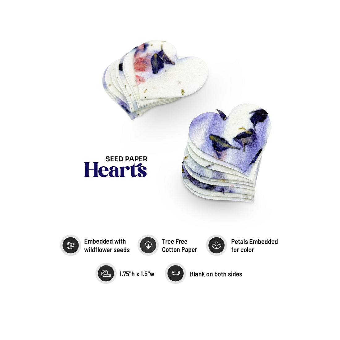 Small Purple Heart Plantable Seed Paper – Set of 50 - Seed Bloom Gifts