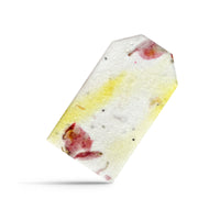 Seed Bloom Gifts pink and yellow plantable seed paper gift tags – eco-friendly and customizable for party favors.