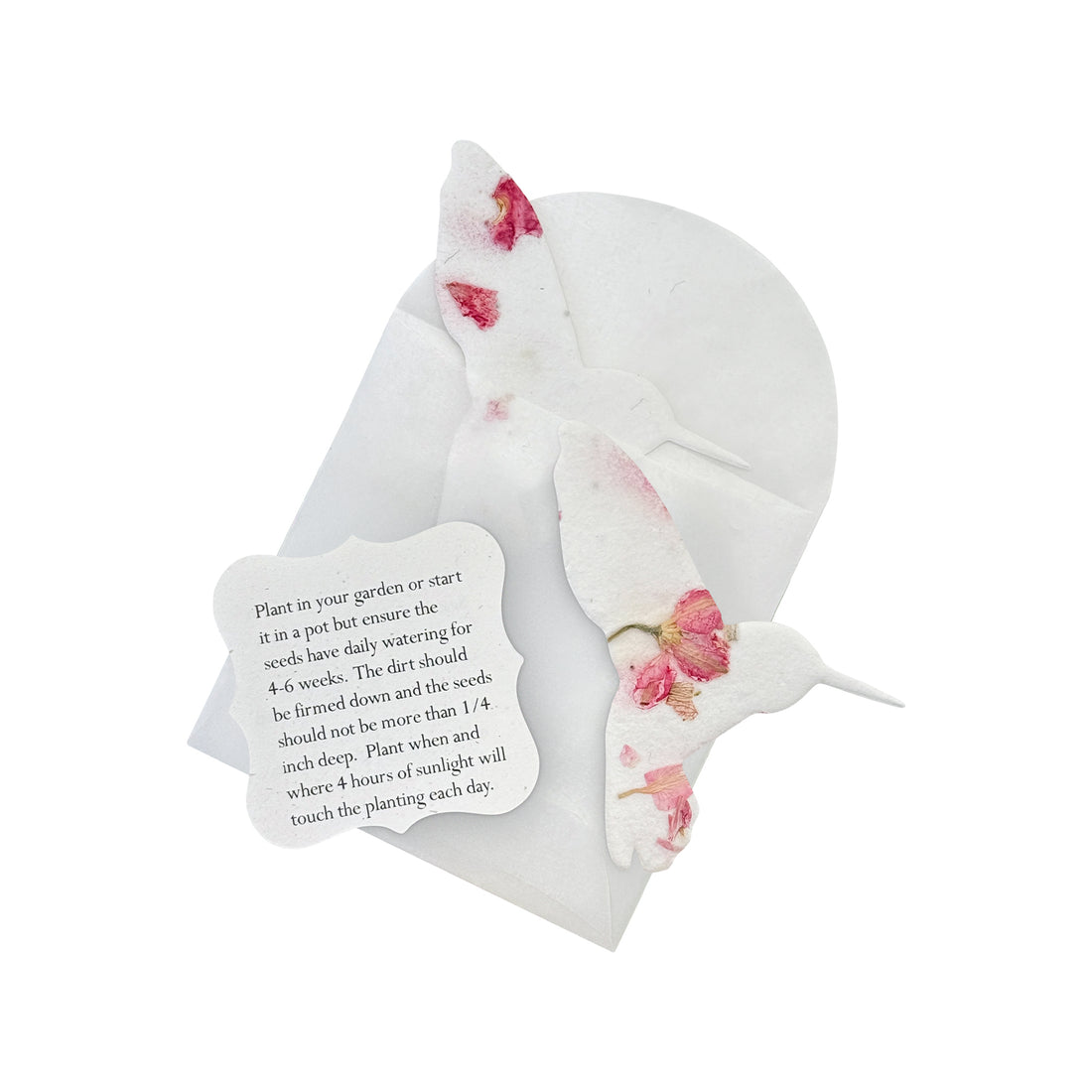 Pink Hummingbird Plantable Seed Paper - Set of 24 Animal or Pet Memorial Favors - Seed Bloom Gifts