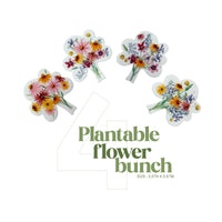 Set of 4 birthday cards featuring flower bunch artwork on seed paper