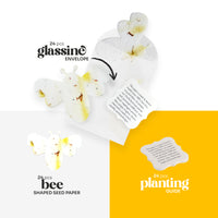 Set of 24 β Plantable Seed Paper Embedded with Wildflower Seeds for Bridal Shower, Wedding Gift, Birthday, & Other Milestone Celebrations (Yellow - Bee Set)