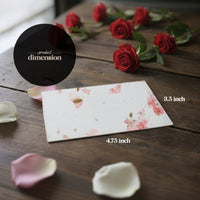 A thank you card featuring a rose design alongside a blank piece of paper for personal messages