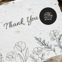Bloom thank you cards featuring elegant botanical illustrations in soft colors