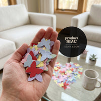 Butterfly Confetti Seed Paper 3CM x 3.6CM size held in hand showing colorful seed paper pieces"