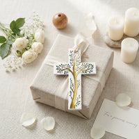Bloom Cross-Shaped Funeral Favors, Tree of Life gift topper
