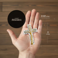 Bloom Cross-Shaped Funeral Favors, Tree of Life, 2x3 inches in hand