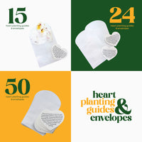 Heart Planting Guide with Glassine Envelopes Set for Plantable Seed Paper- 15 / 24 / 50 pcs - Seed Bloom Gifts