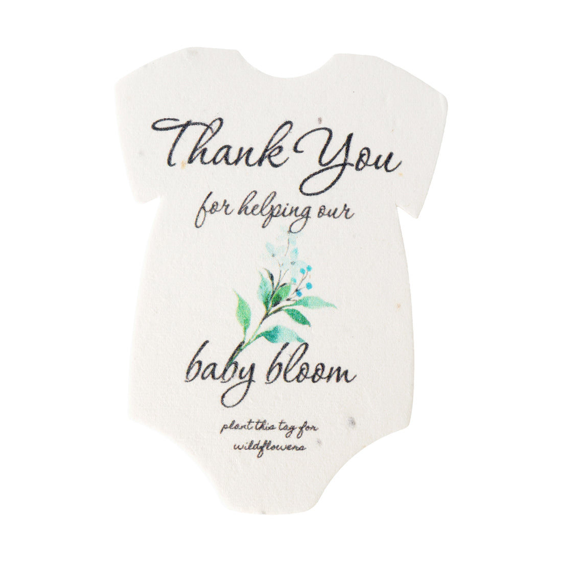 Onesie seed paper baby shower favors with green flowers