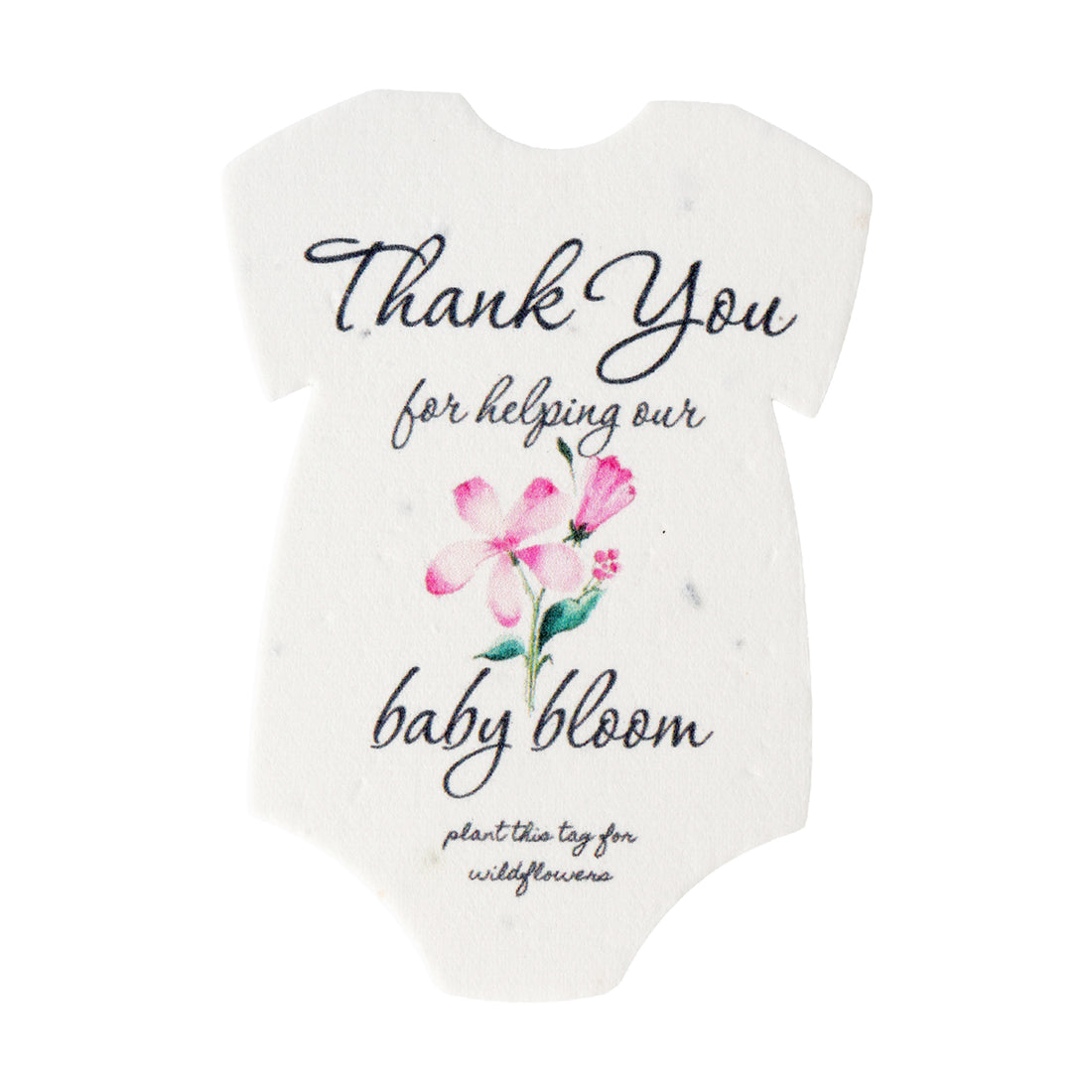 Onesie seed paper baby shower favors with pink flowers
