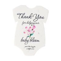 Onesie seed paper baby shower favors with pink flowers