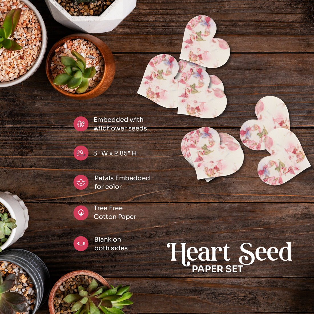 plant me seed paper small favor hearts set of 50 Plantable Heart Seed Paper Favor Kit