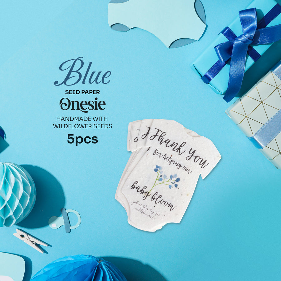 Onesie Plantable Seed Paper – Set of 5 (Blue) - Seed Bloom Gifts