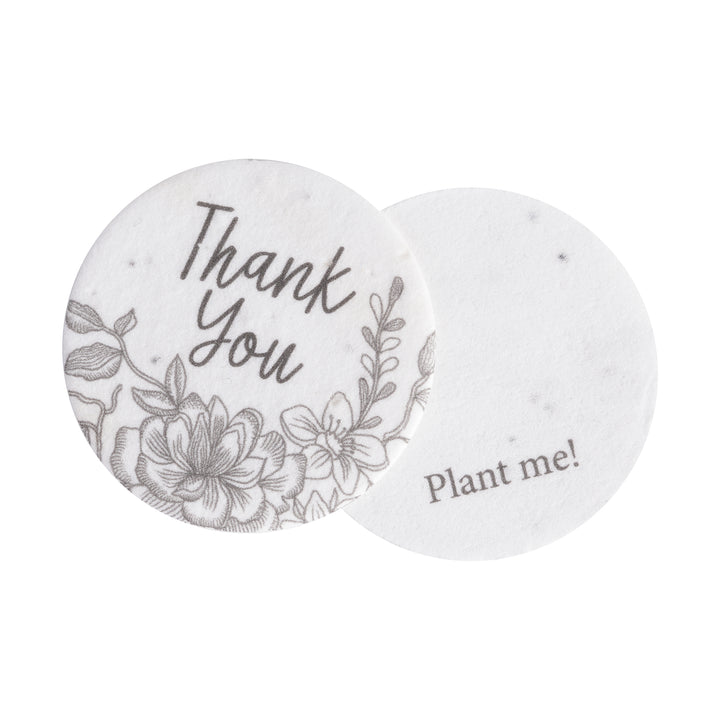 Round Art Floral Thank You Tags Plantable Seed Paper – Set of 20 - Seed Bloom Gifts