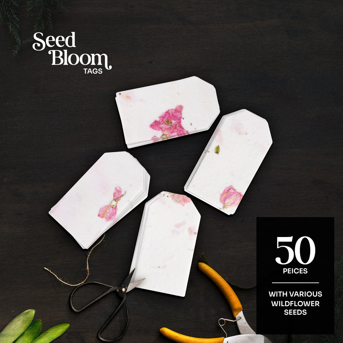 50 pieces of Pink Blank Tags Plantable Seed Paper from Seed Bloom Gifts