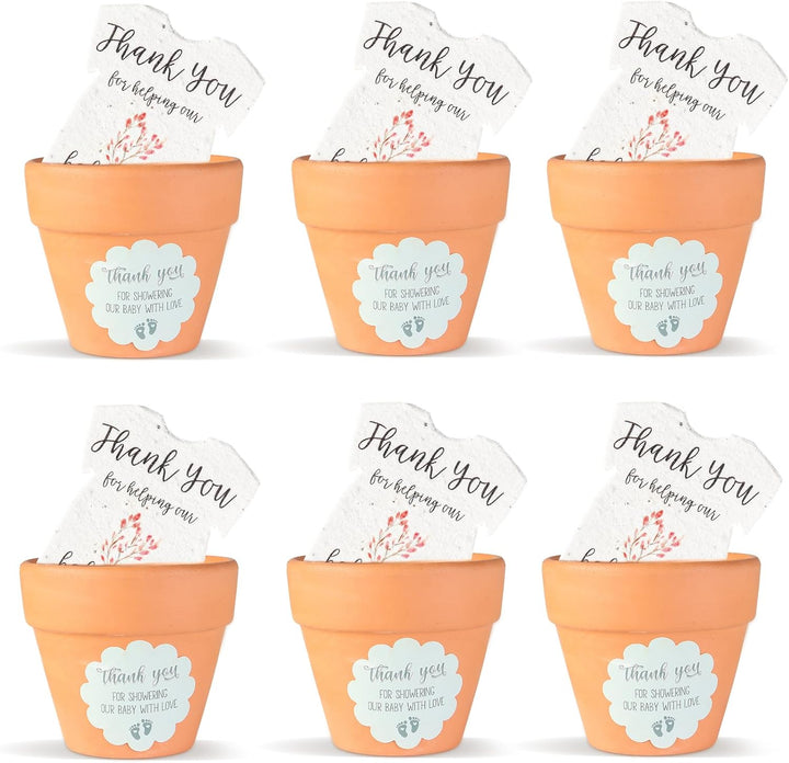 Pink Onesie & Orange Pots with Stickers Plantable Seed Paper – Set of 6 - Seed Bloom Gifts