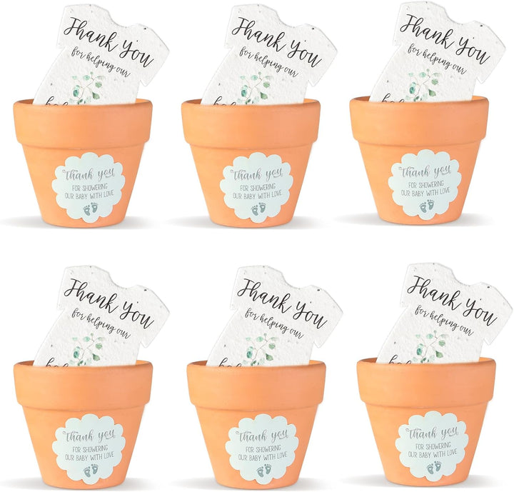 Green Onesie & Orange Pots with Stickers Plantable Seed Paper – Set of 6 - Seed Bloom Gifts