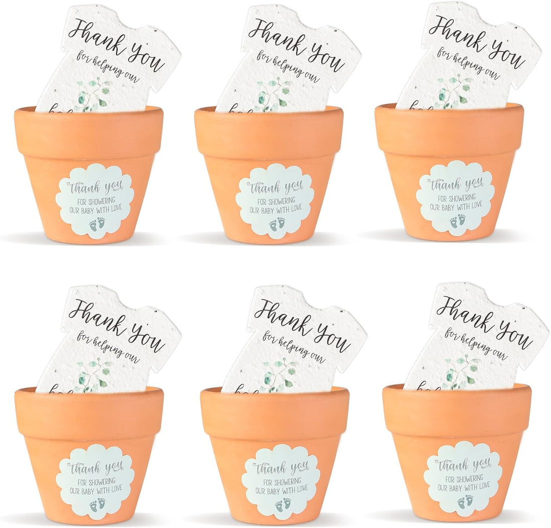 Green Onesie & Orange Pots with Stickers Plantable Seed Paper – Set of 6 - Seed Bloom Gifts