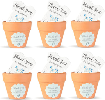 Blue Onesie & Orange Pots with Stickers Plantable Seed Paper – Set of 6 - Seed Bloom Gifts
