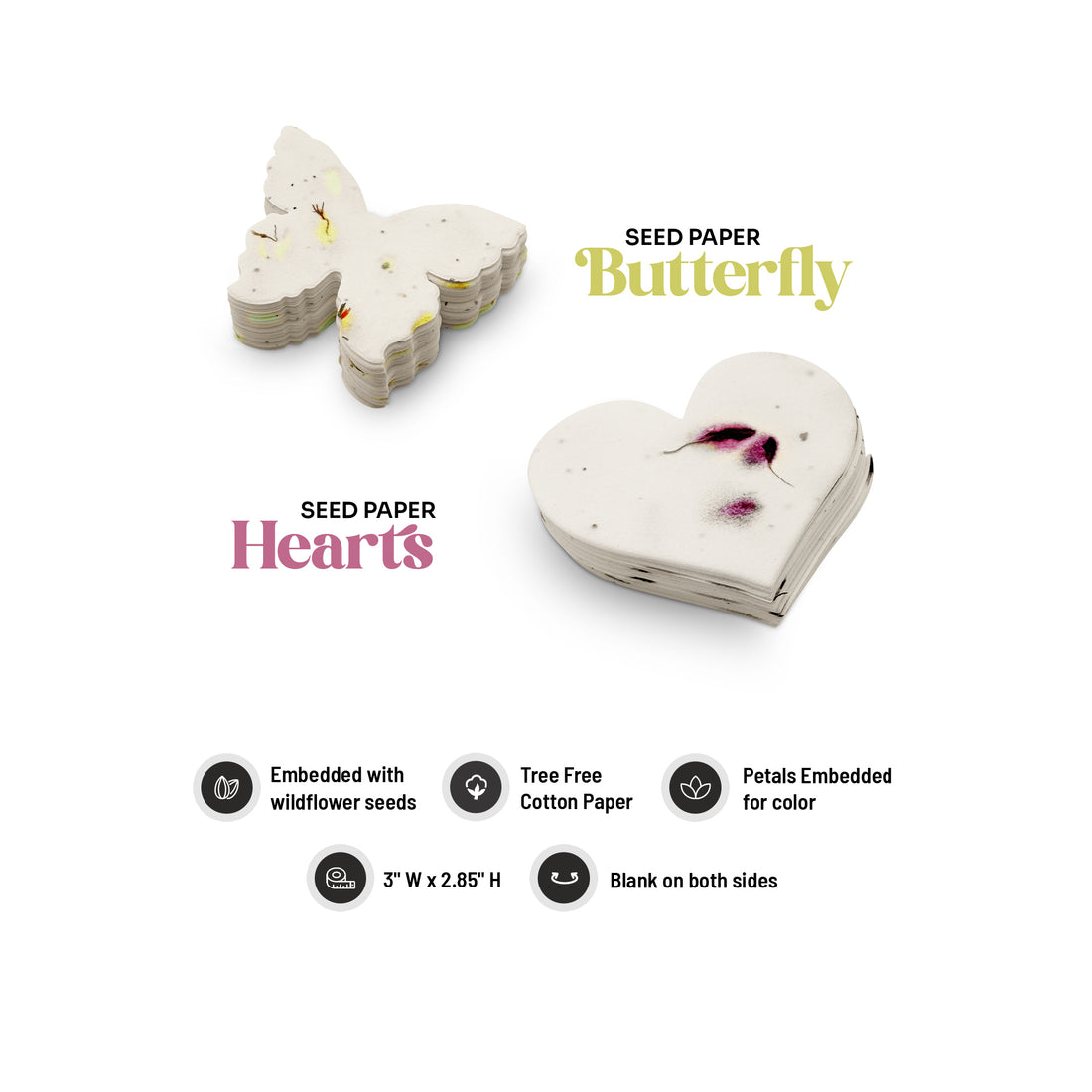 wildflower seed paper hearts Plantable Heart & Butterfly Seed Paper Combo